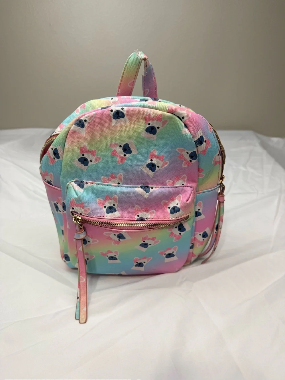 Kids Pastel Rainbow Puppy Mini Backpack - Pink & Blue
